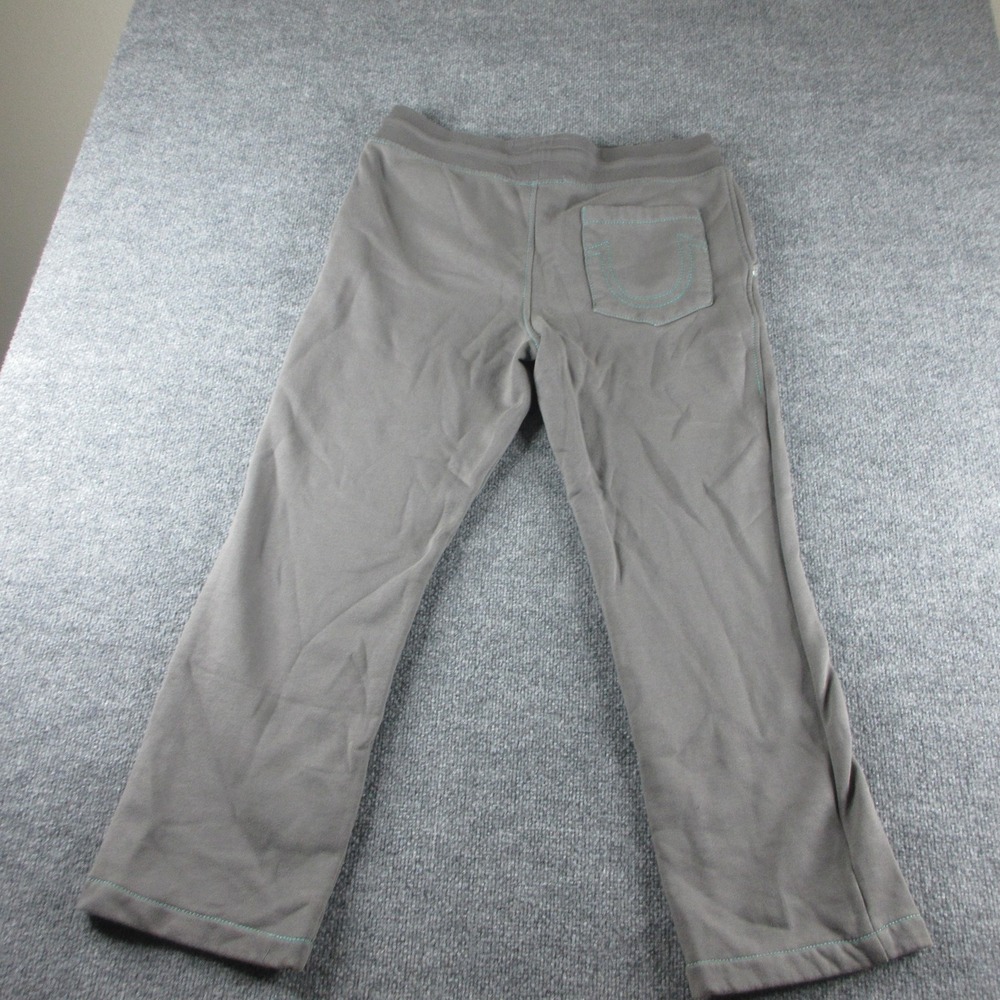 True Religion Sweatpants Mens L Gray Elastic Waist Drawstring Pockets Logo